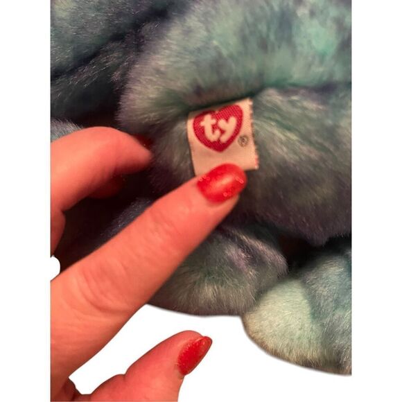 TY Blue Purple Beanie Buddies Classic Bluebeary Bear Stuffed Animal Plush 14" - Picture 4 of 9